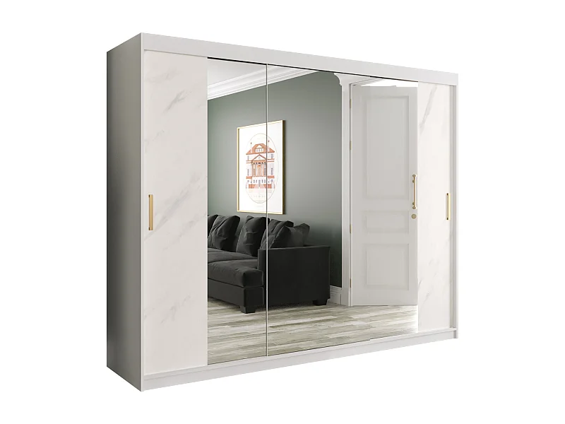 Armoire à portes coulissantes Marmur T2 200/250/62 (Blanc)