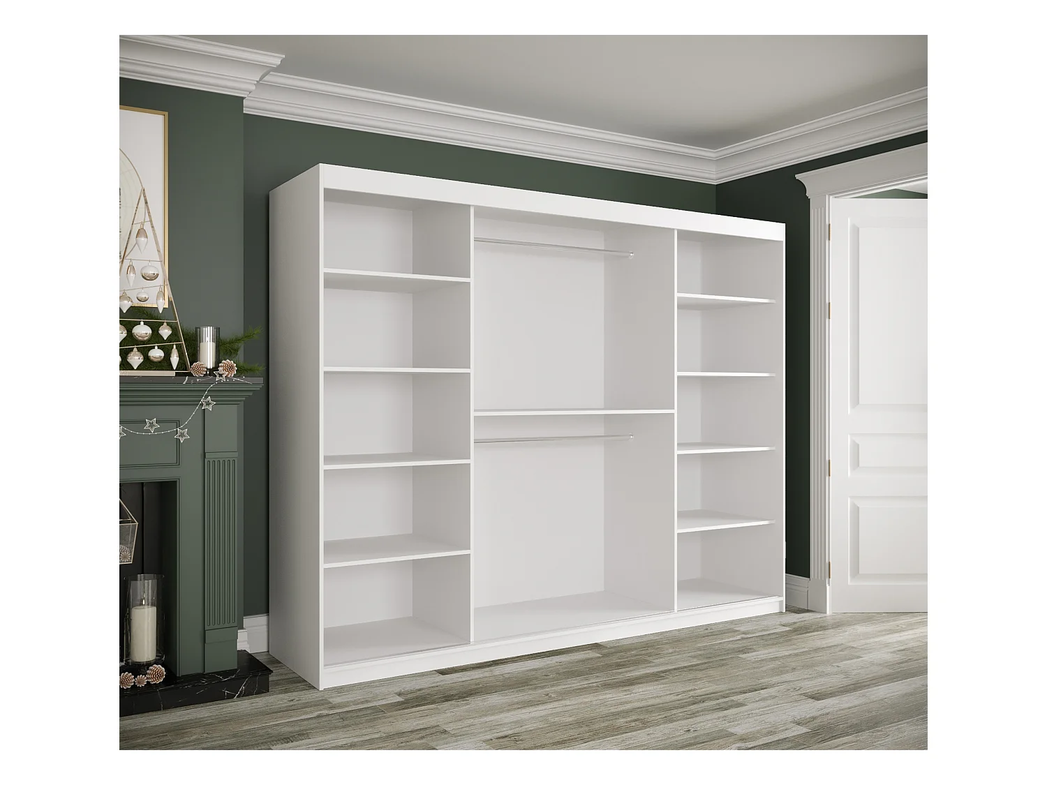 Armoire à portes coulissantes Marmur T2 200/250/62 (Blanc)