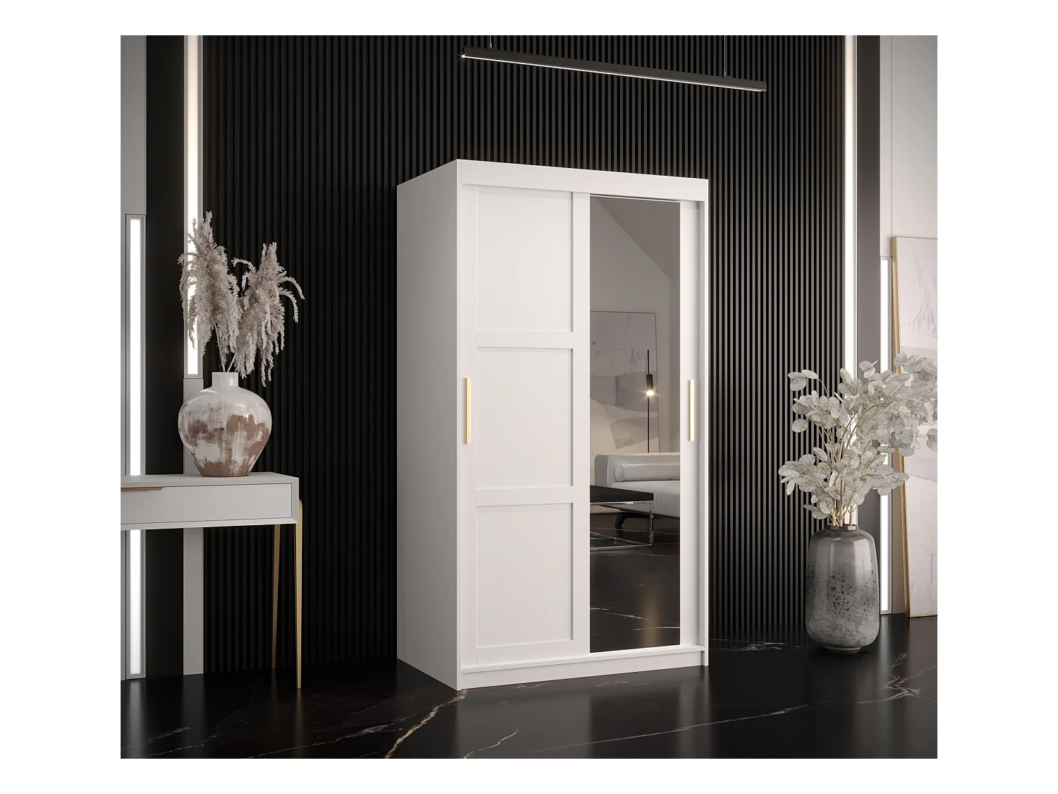 Armoire à portes coulissantes Ramiro 2 200/100/62 (Blanc)