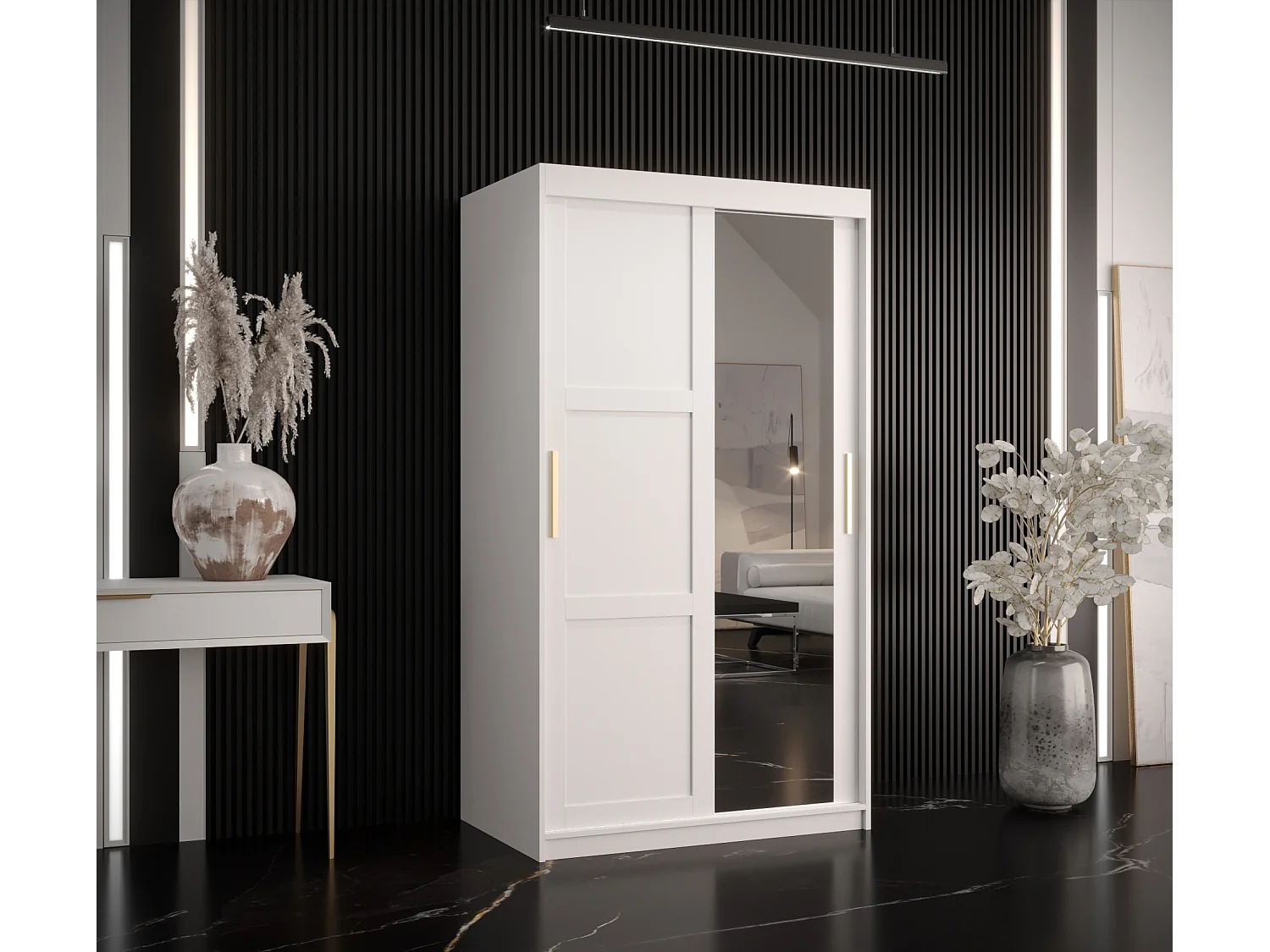 Armoire à portes coulissantes Ramiro 2 200/100/62 (Blanc)