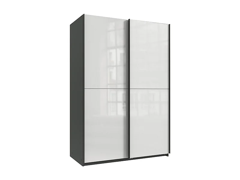 SCHWEBETÜRENSCHRANK Mugano Premium graphit / weiß Hochglanz 135 / 65 / 198cm
