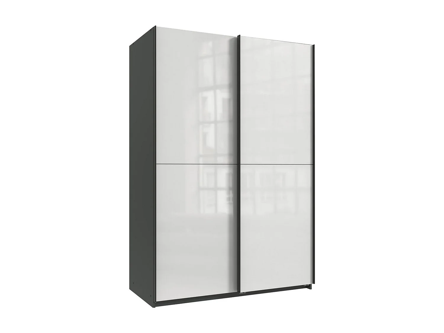 SCHWEBETÜRENSCHRANK Mugano Premium graphit / weiß Hochglanz 135 / 65 / 198cm