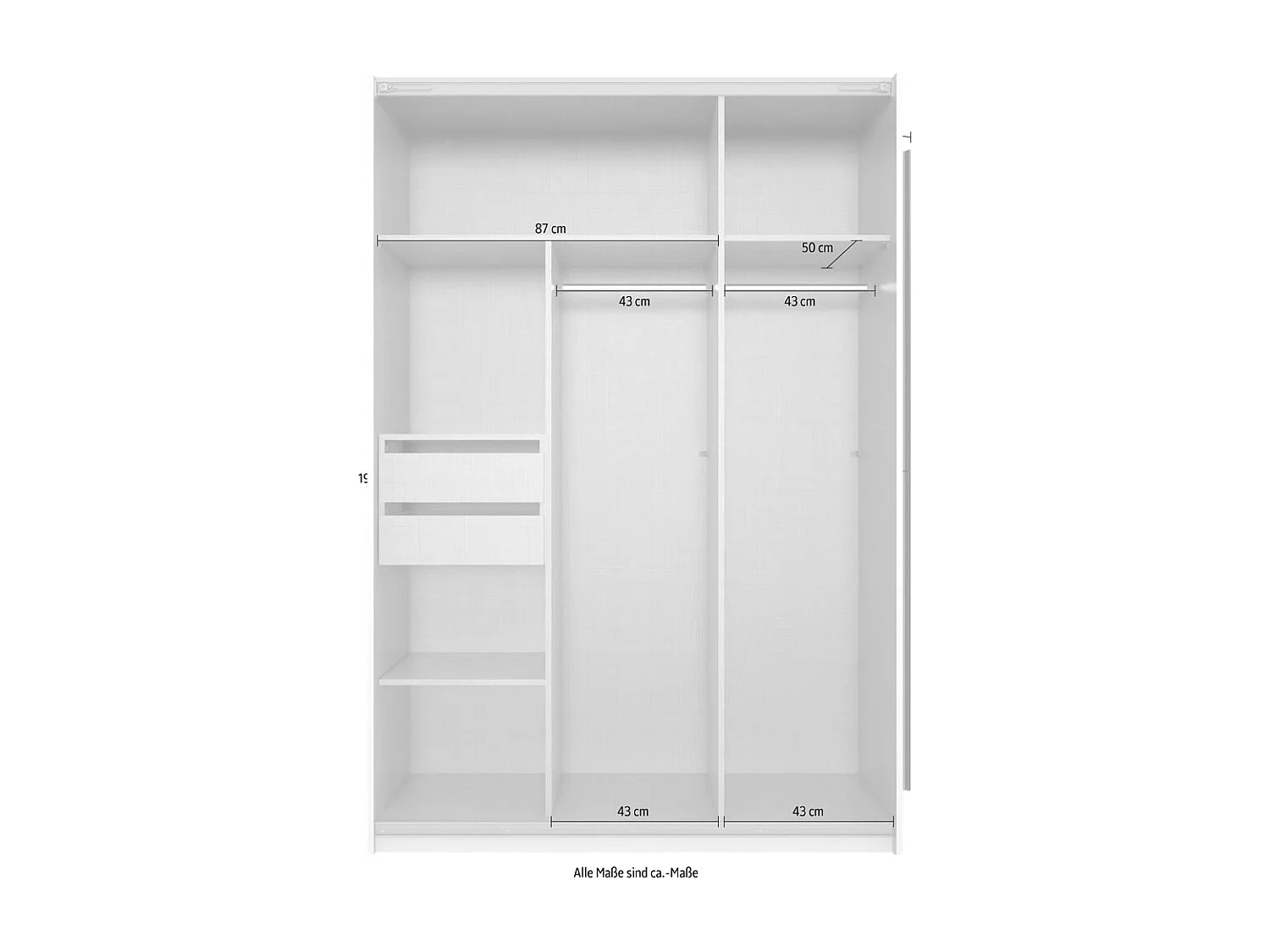 SCHWEBETÜRENSCHRANK Mugano Premium graphit / weiß Hochglanz 135 / 65 / 198cm