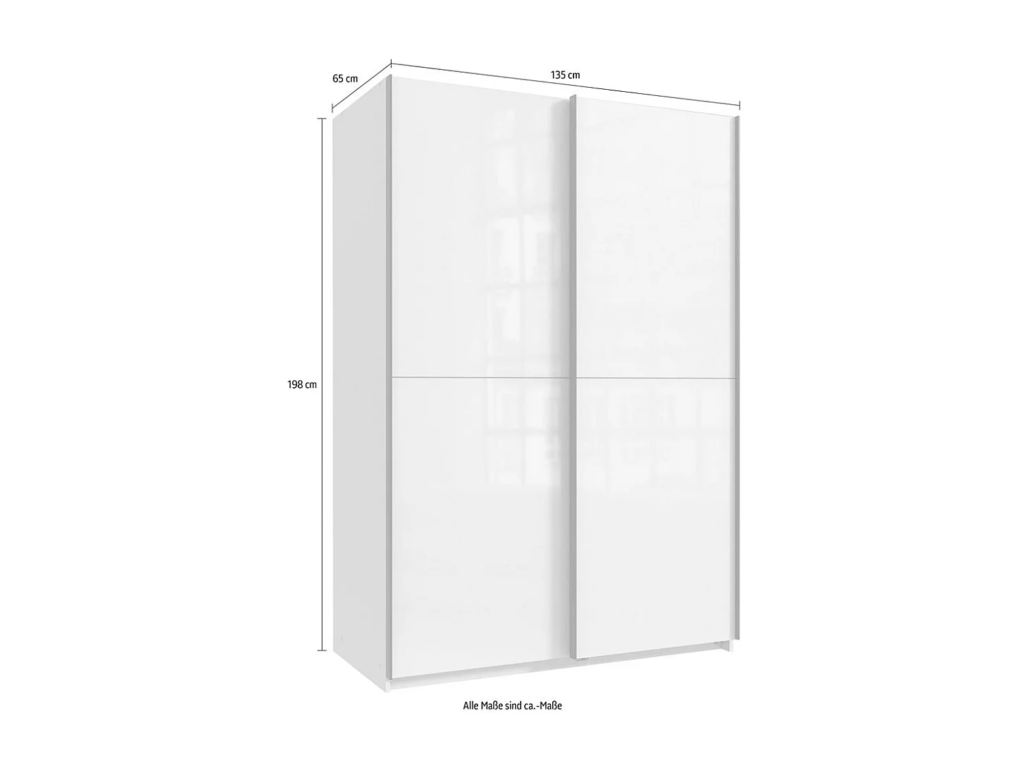 SCHWEBETÜRENSCHRANK Mugano Premium graphit / weiß Hochglanz 135 / 65 / 198cm