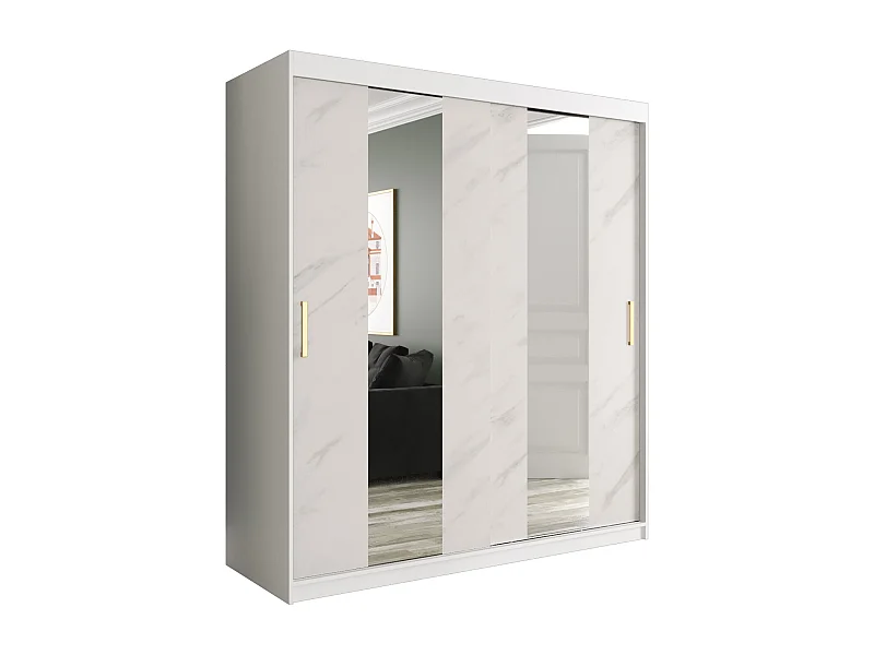 Armoire à portes coulissantes Marmur Pole 200/180/62 (Blanc)