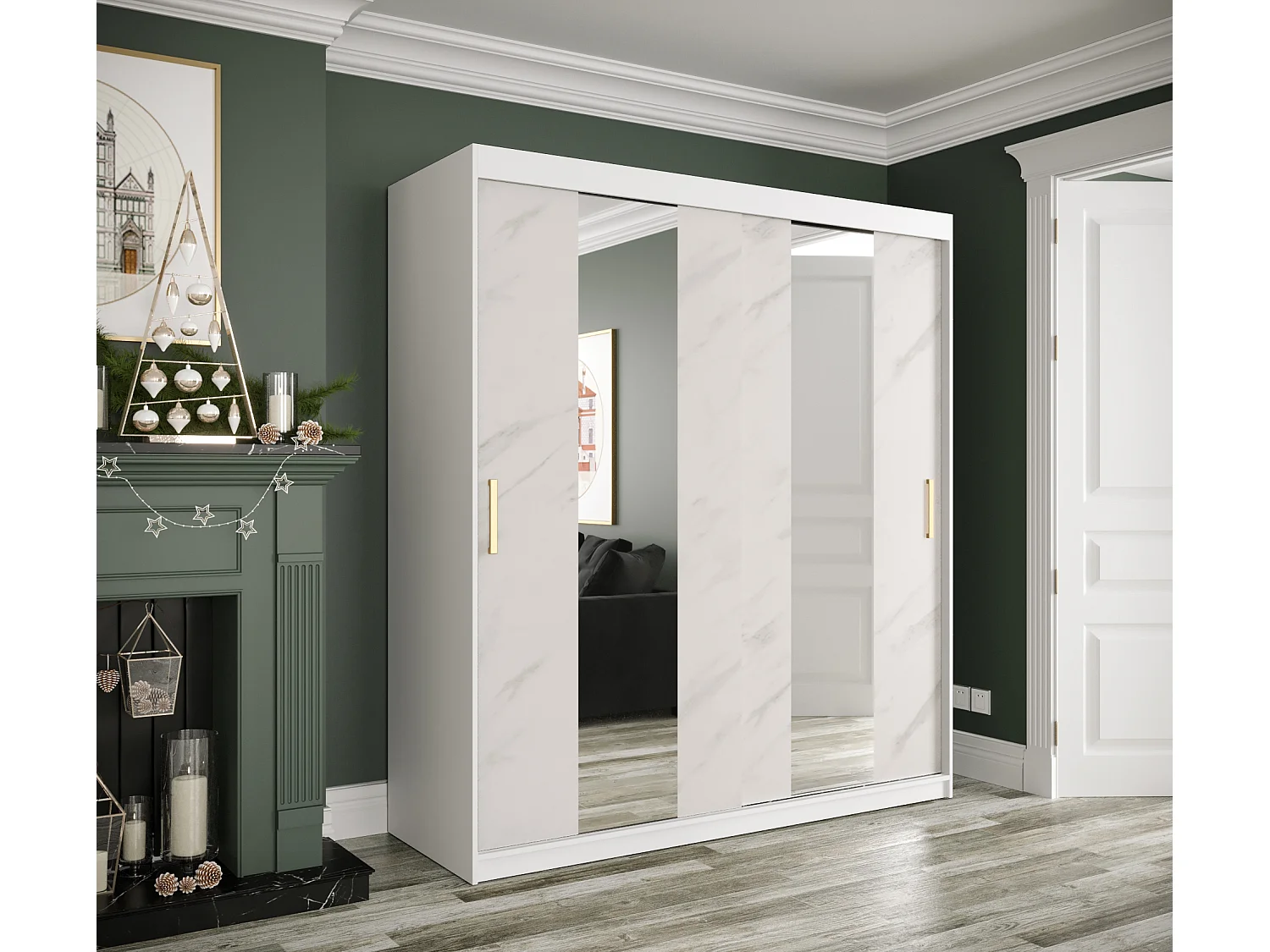 Kledingkast Marmur Pole 200/180/62 (Wit)