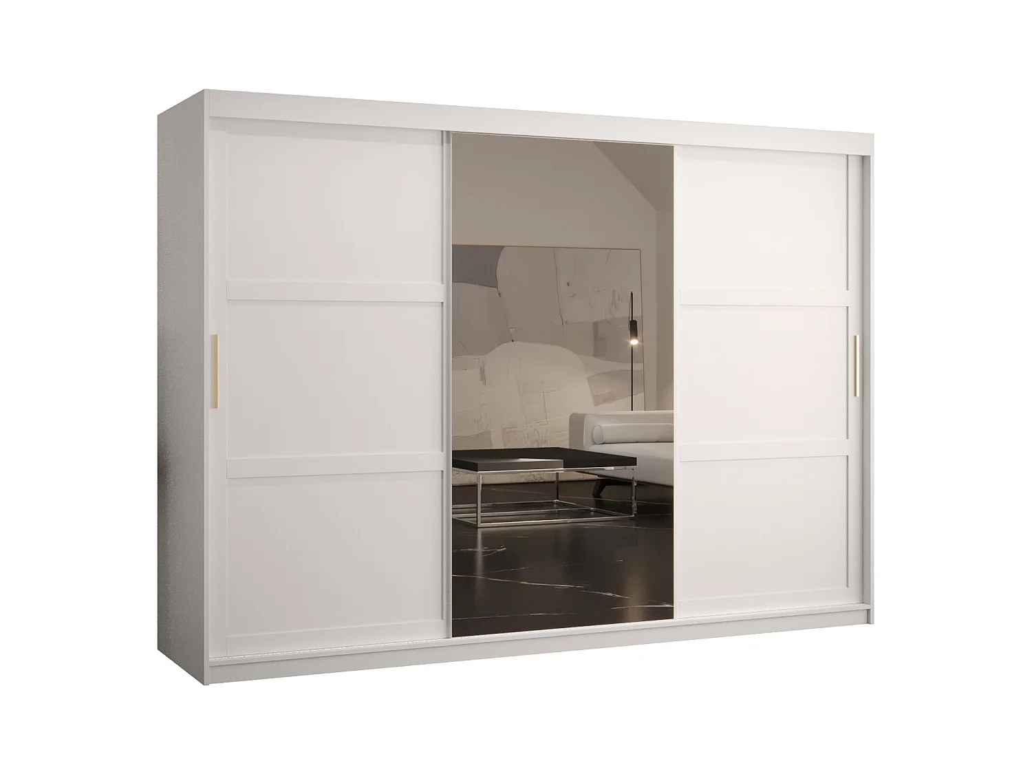 Armoire à portes coulissantes Ramiro 2 200/250/62 (Blanc)