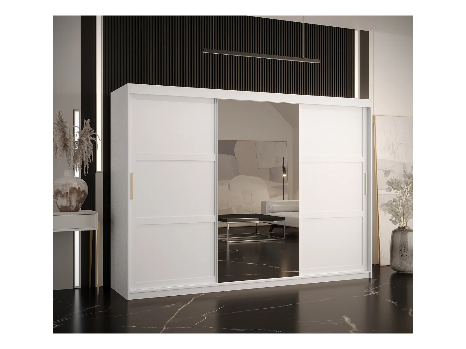 Armoire à portes coulissantes Ramiro 2 200/250/62 (Blanc)