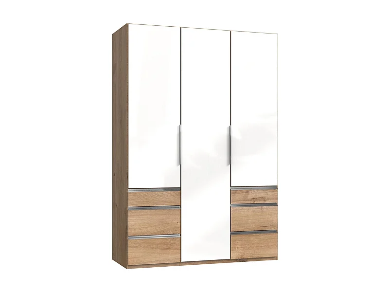 KLEIDERSCHRANK Level Plankeneiche / Weißglas 150 / 58 / 216cm