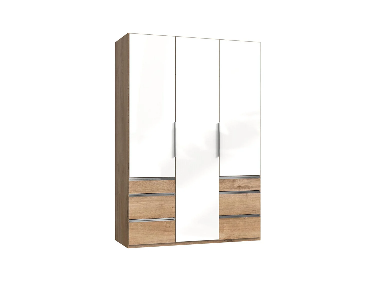 KLEIDERSCHRANK Level Plankeneiche / Weißglas 150 / 58 / 216cm