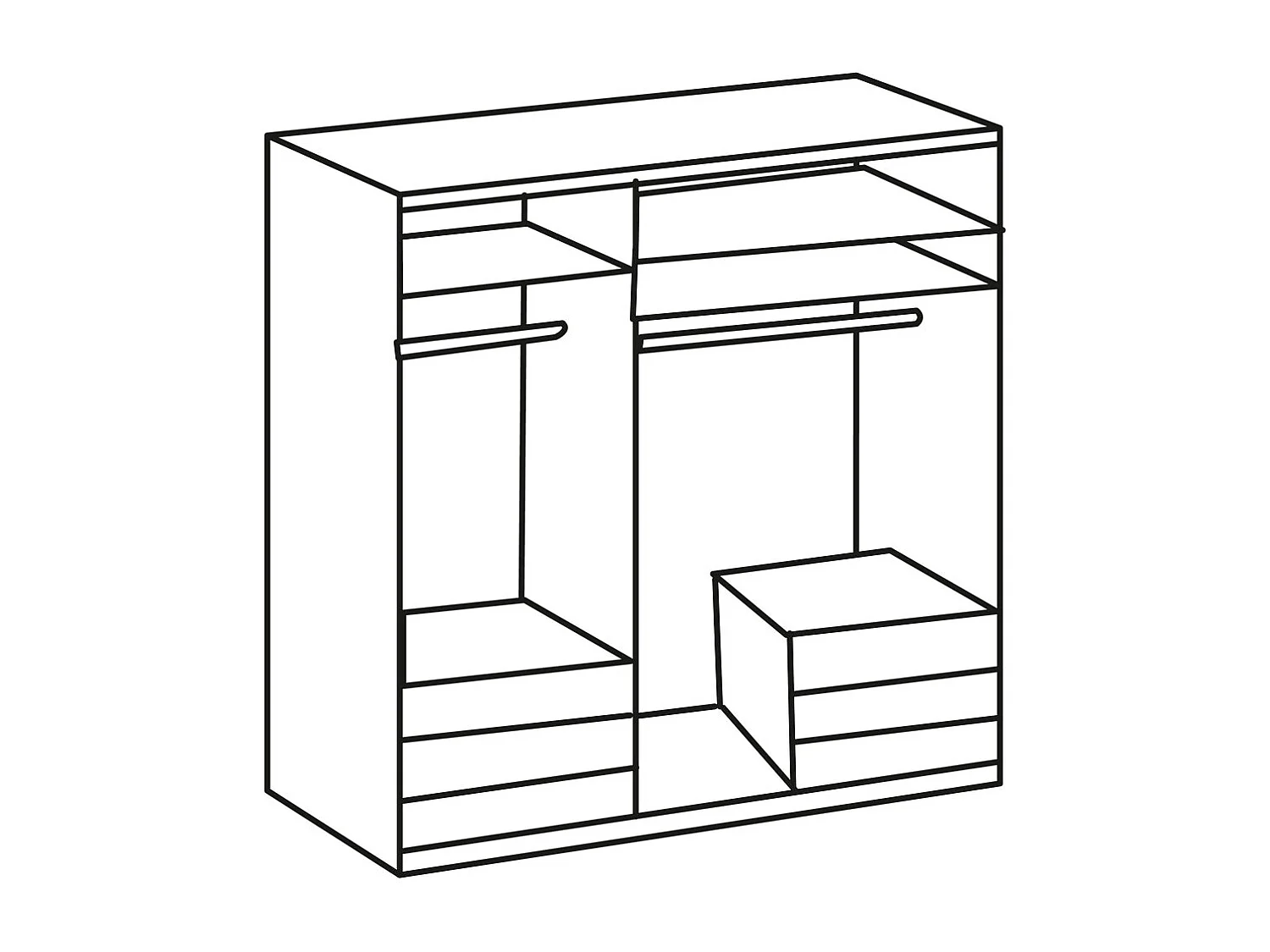 KLEIDERSCHRANK Level Plankeneiche / Weißglas 150 / 58 / 216cm
