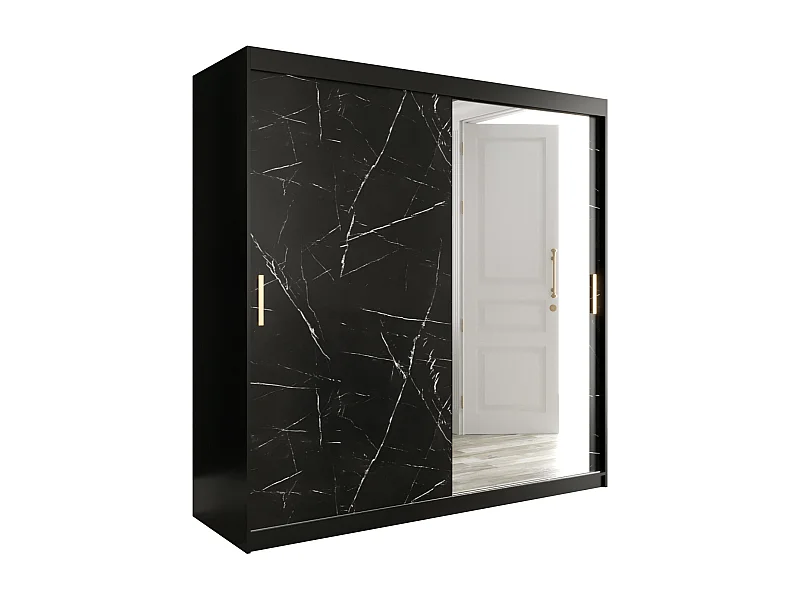 Kledingkast Marmur T2 200/200/62 ( Zwart)