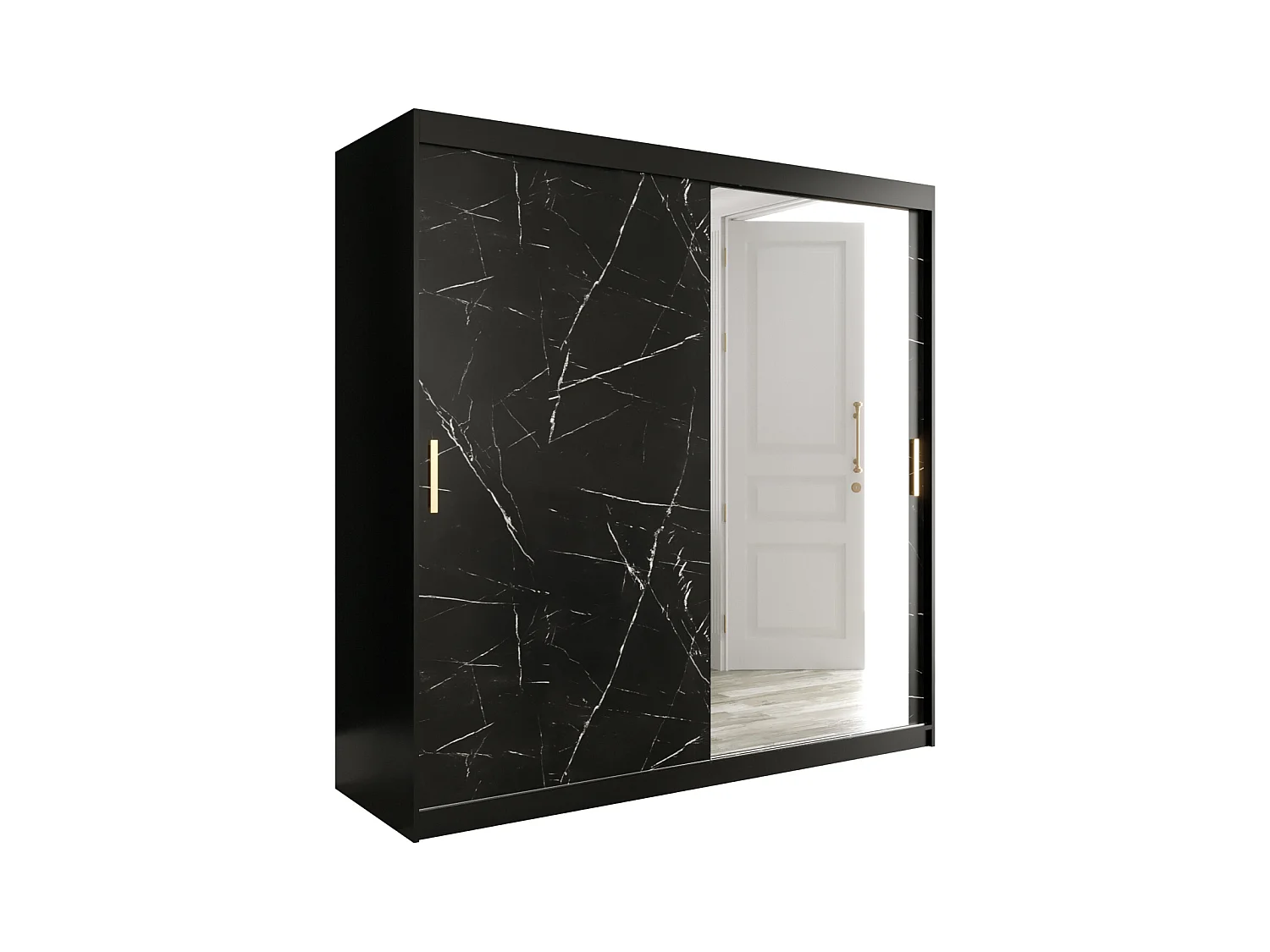 Armoire à portes coulissantes Marmur T2 200/200/62 (Noir)