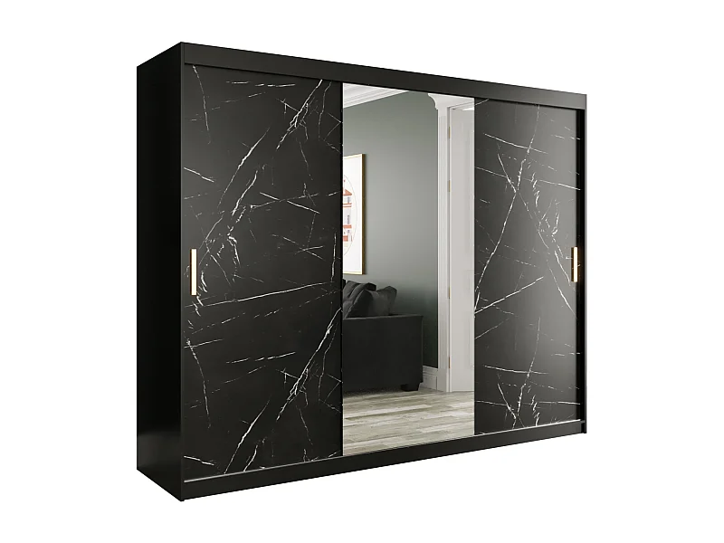 Armoire à portes coulissantes Marmur T1 200/250/62 (Noir)
