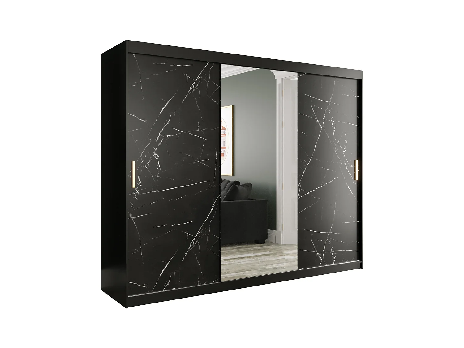 Armoire à portes coulissantes Marmur T1 200/250/62 (Noir)