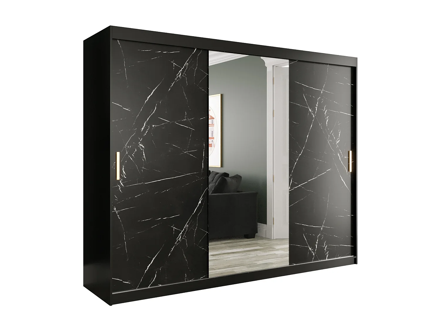 Armoire à portes coulissantes Marmur T1 200/250/62 (Noir)