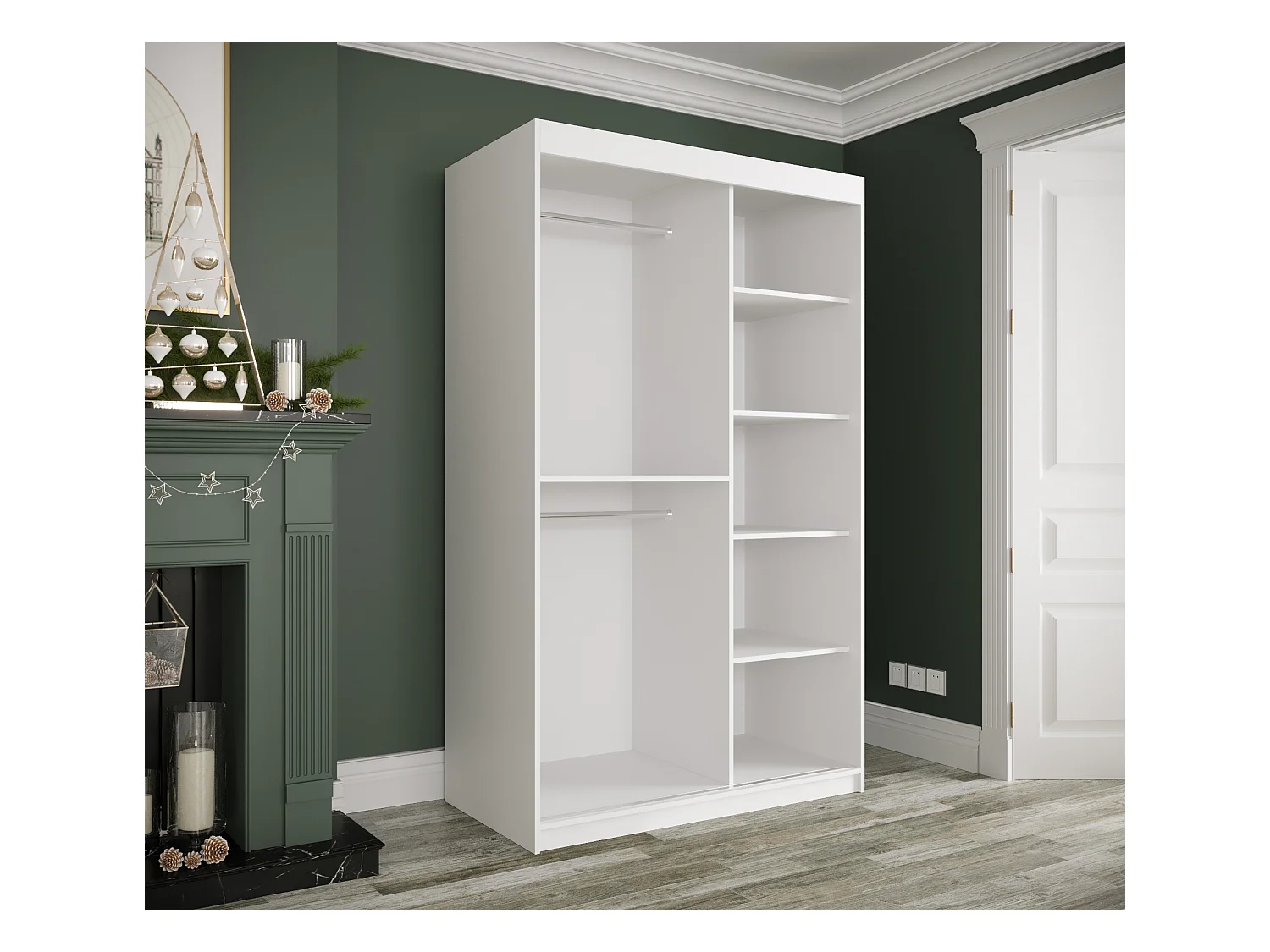Schwebetürenschrank Marmur T 200/120/62 ( Weiß)