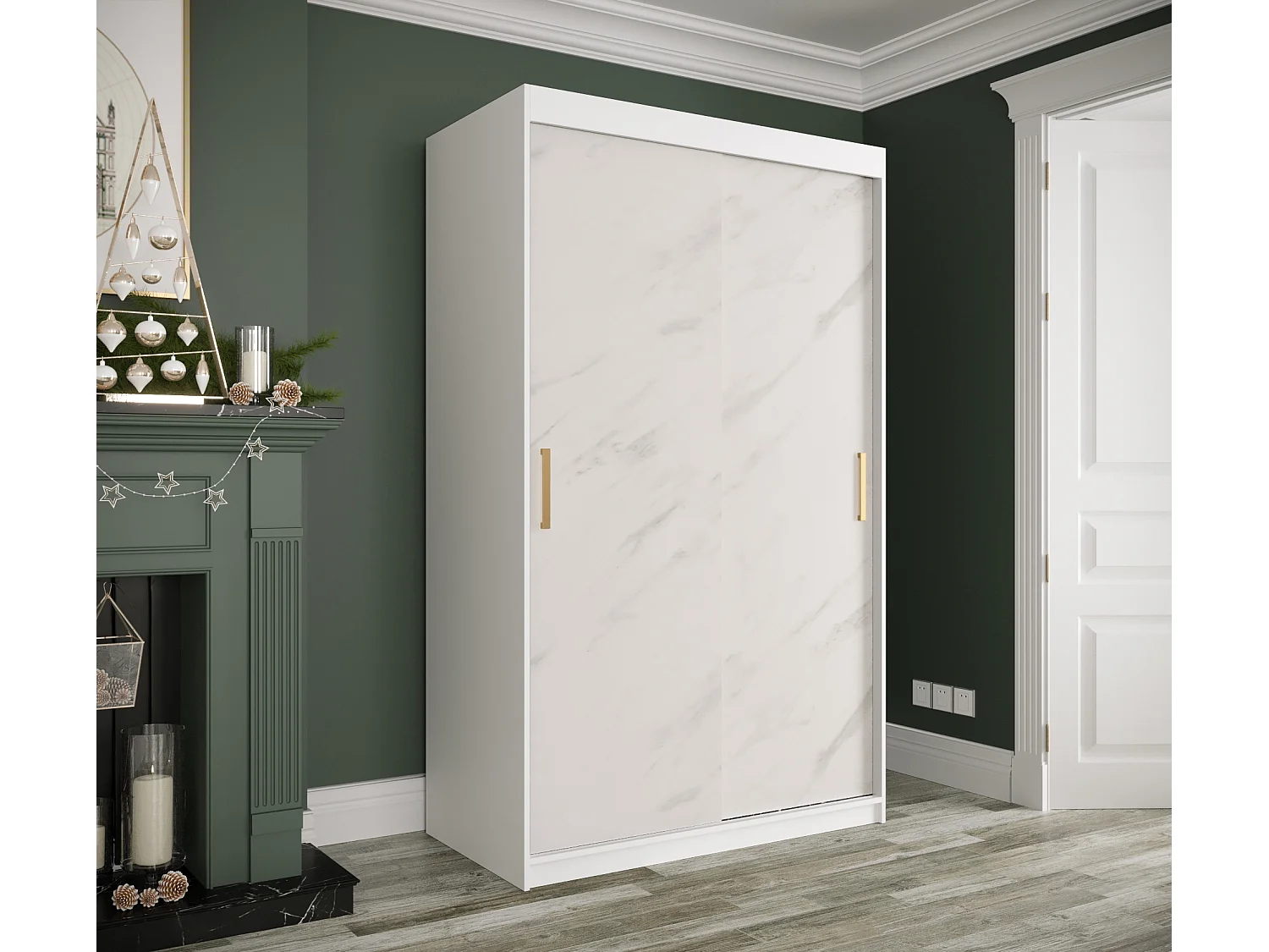 Kledingkast Marmur T 200/120/62 (Wit)