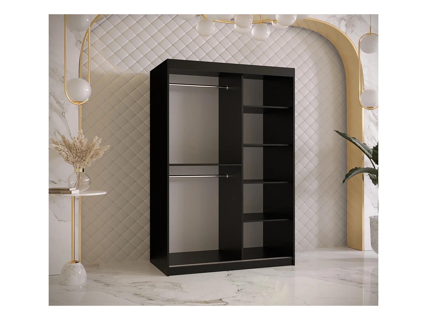 Armoire à portes coulissantes Ramiro 1 200/120/62 (Noir)