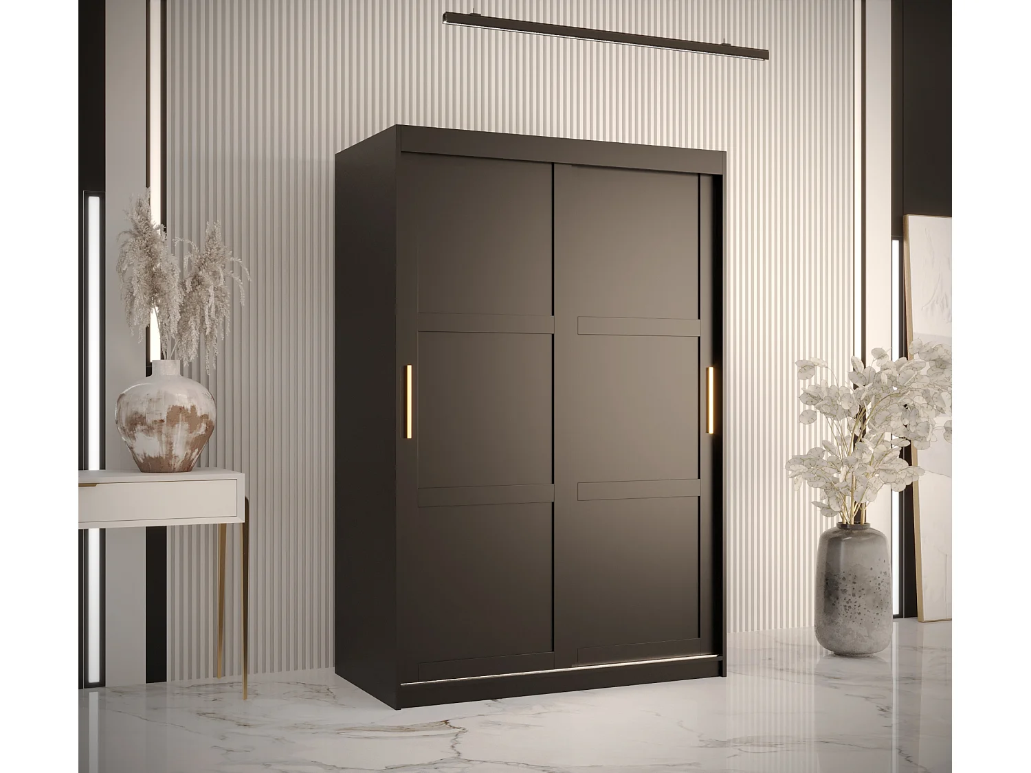 Armoire à portes coulissantes Ramiro 1 200/120/62 (Noir)