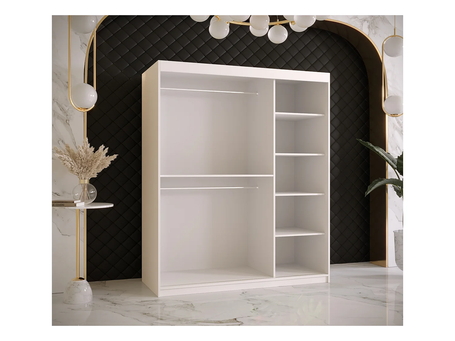 Armoire à portes coulissantes Ramiro 2 200/150/62 (Blanc)