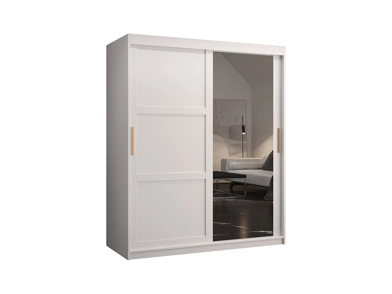 Schwebetürenschrank Ramiro 2 200/150/62 ( Weiß)