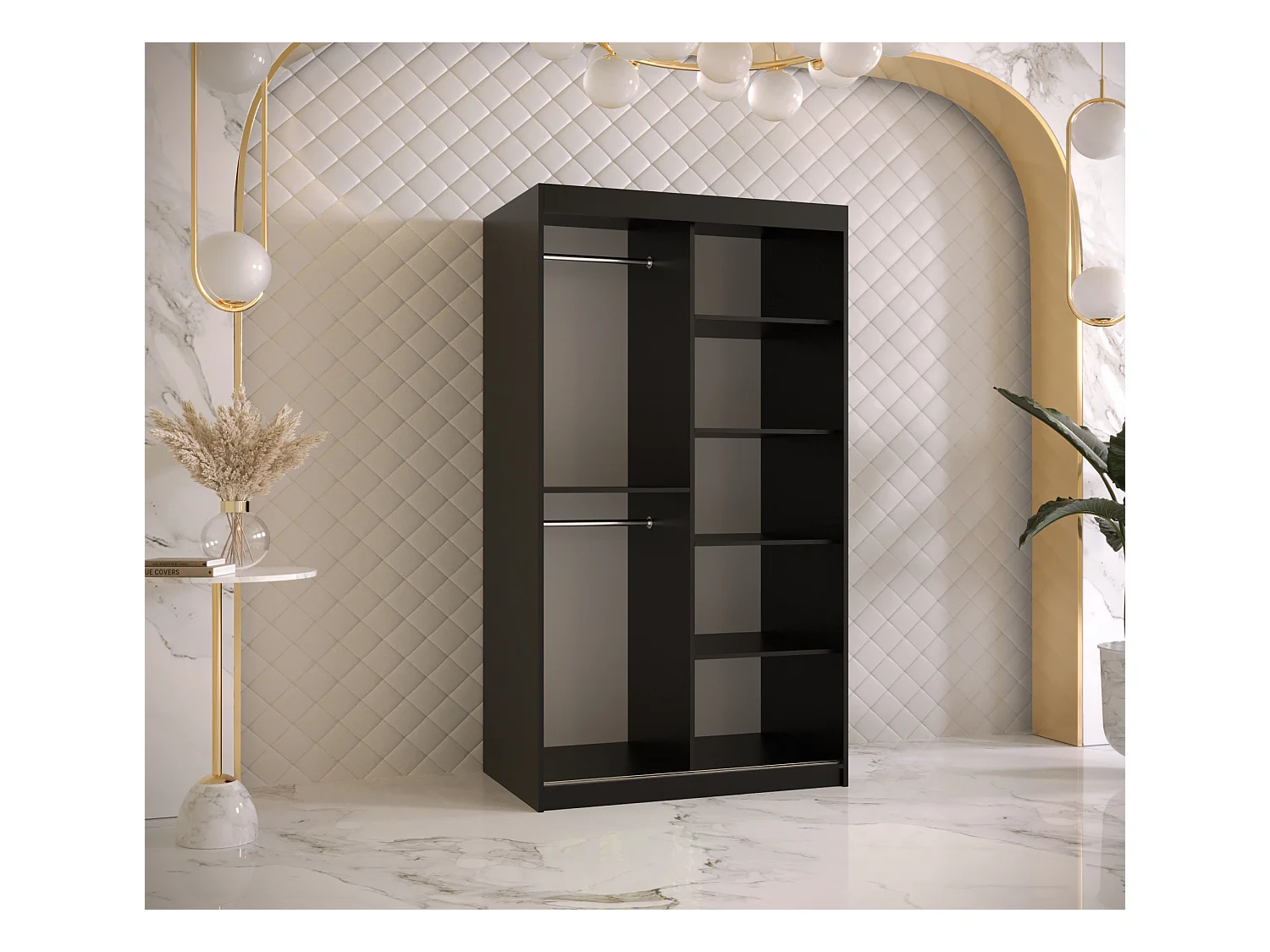 Armoire à portes coulissantes Ramiro 1 200/100/62 (Noir)