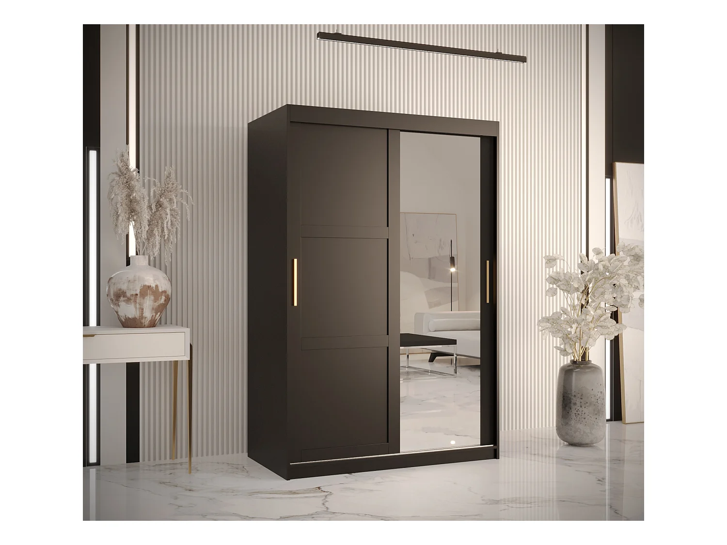 Armoire à portes coulissantes Ramiro 2 200/120/62 (Noir)