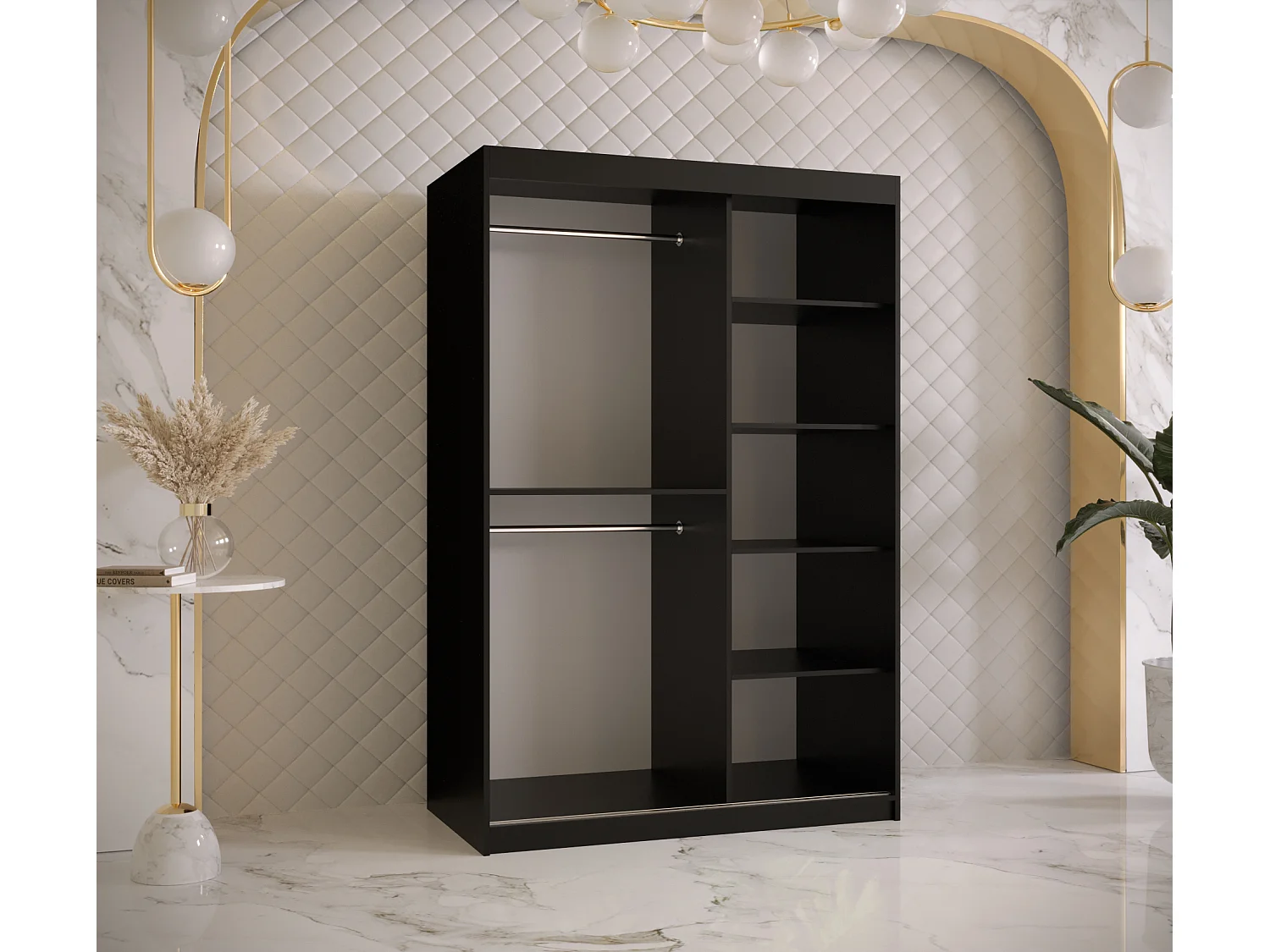 Armoire à portes coulissantes Ramiro 2 200/120/62 (Noir)