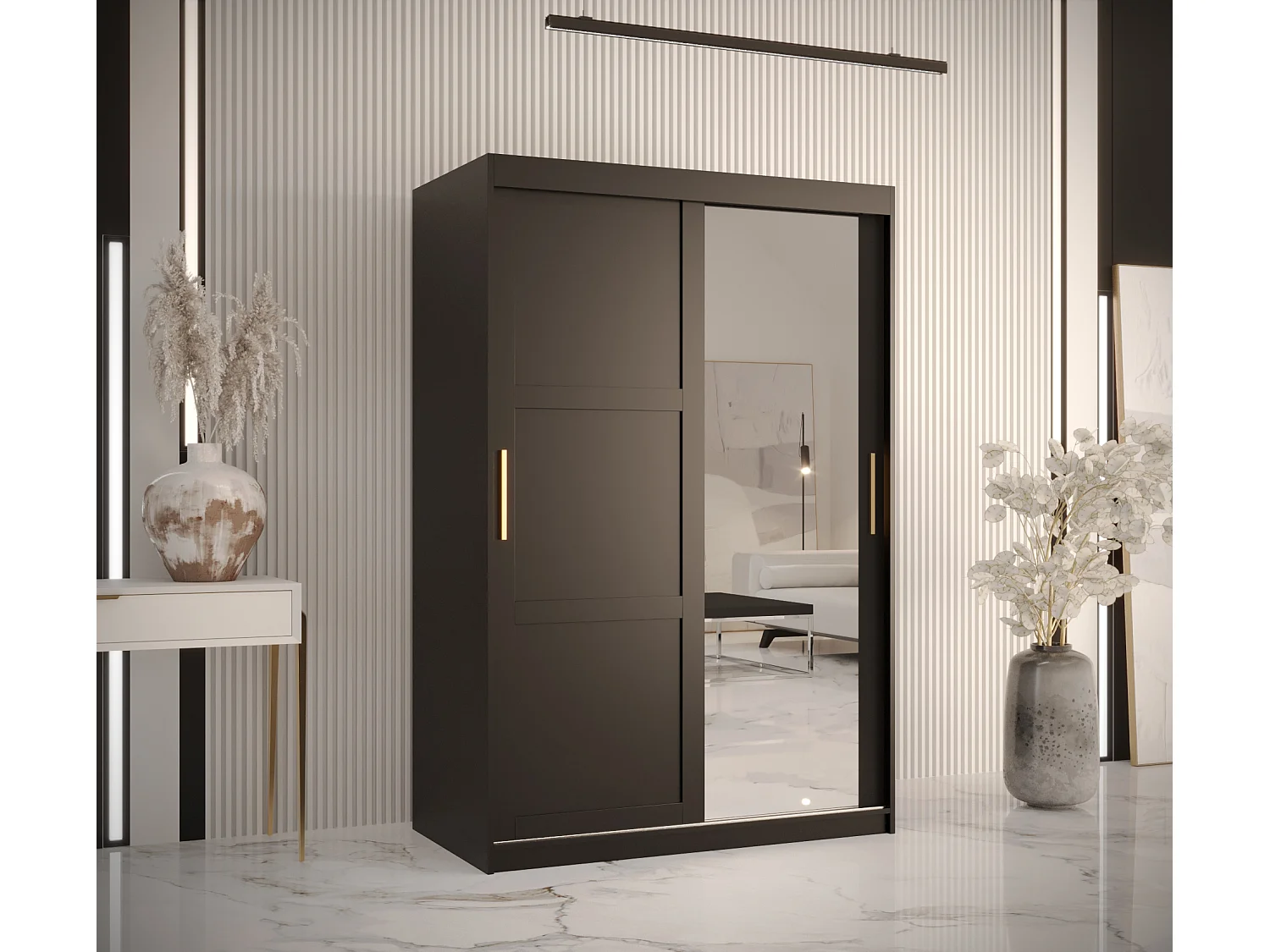 Armoire à portes coulissantes Ramiro 2 200/120/62 (Noir)