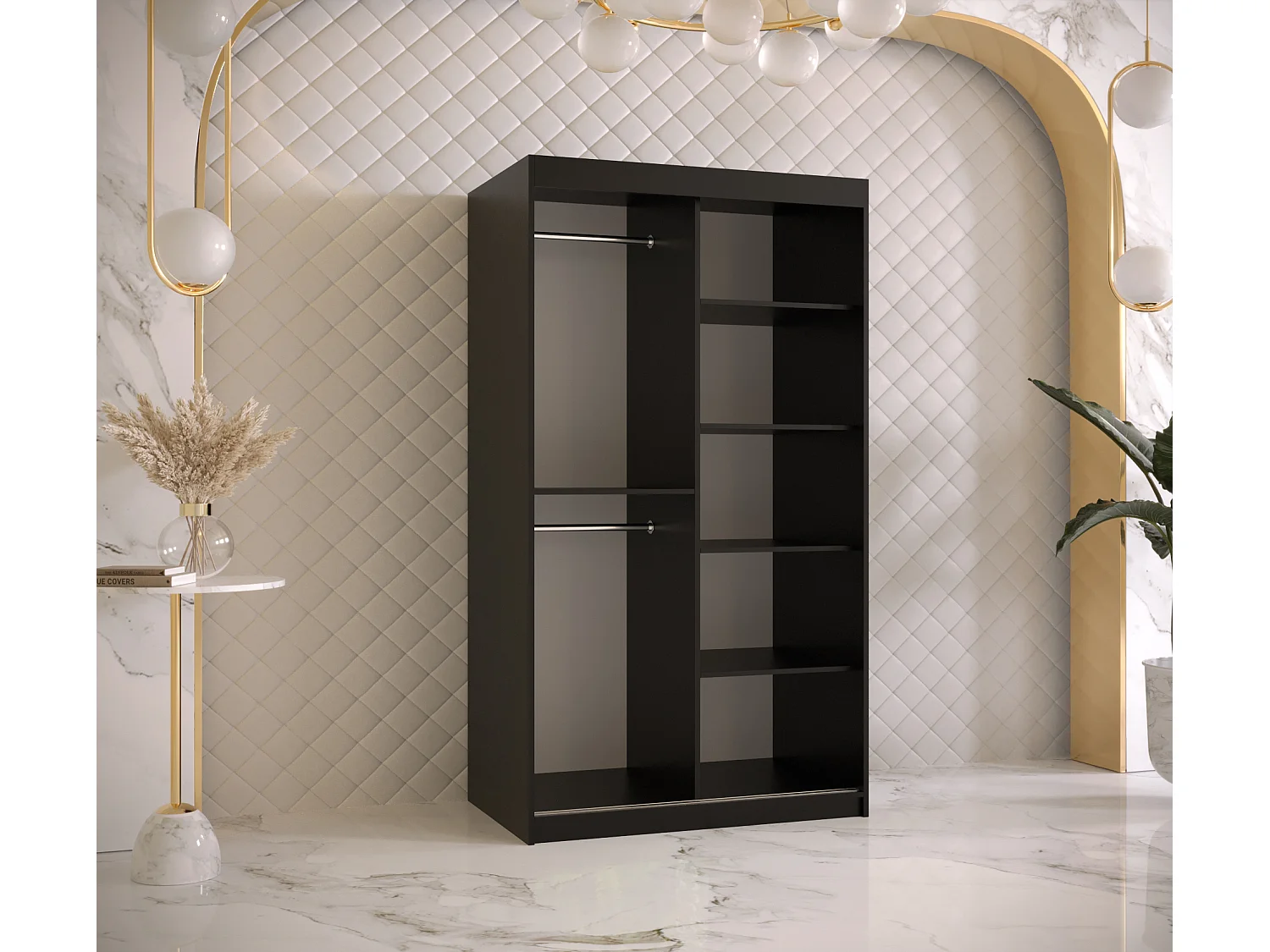 Armoire à portes coulissantes Ramiro 2 200/100/62 (Noir)