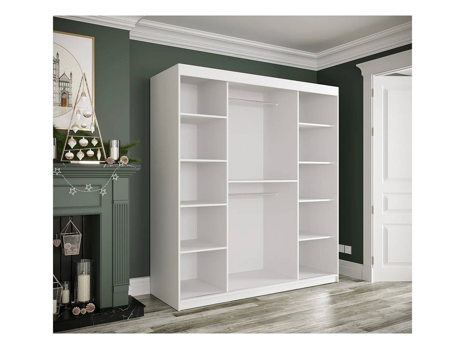 Schwebetürenschrank Marmur T 200/180/62 ( Weiß)