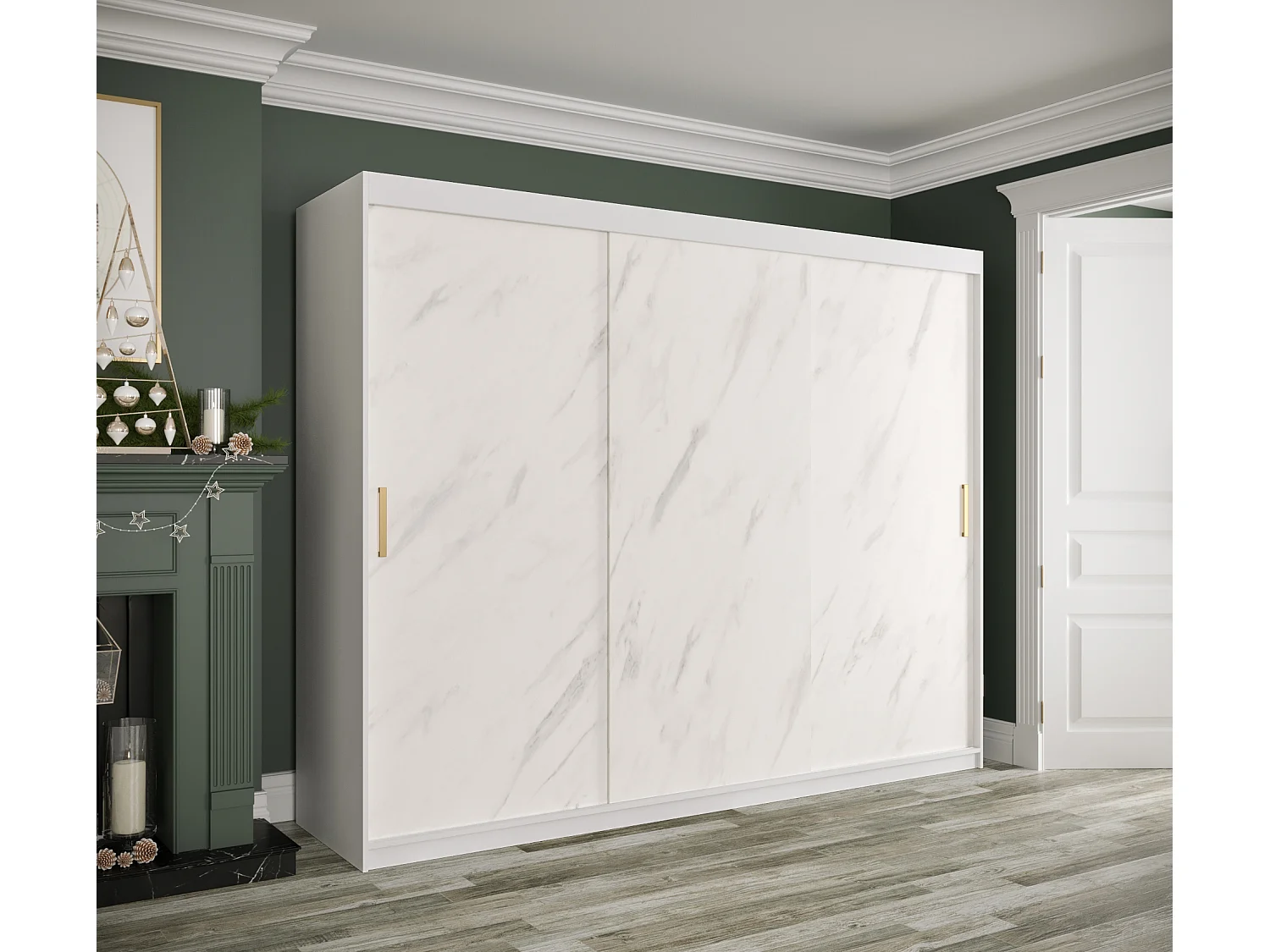 Kledingkast Marmur T 200/250/62 (Wit)