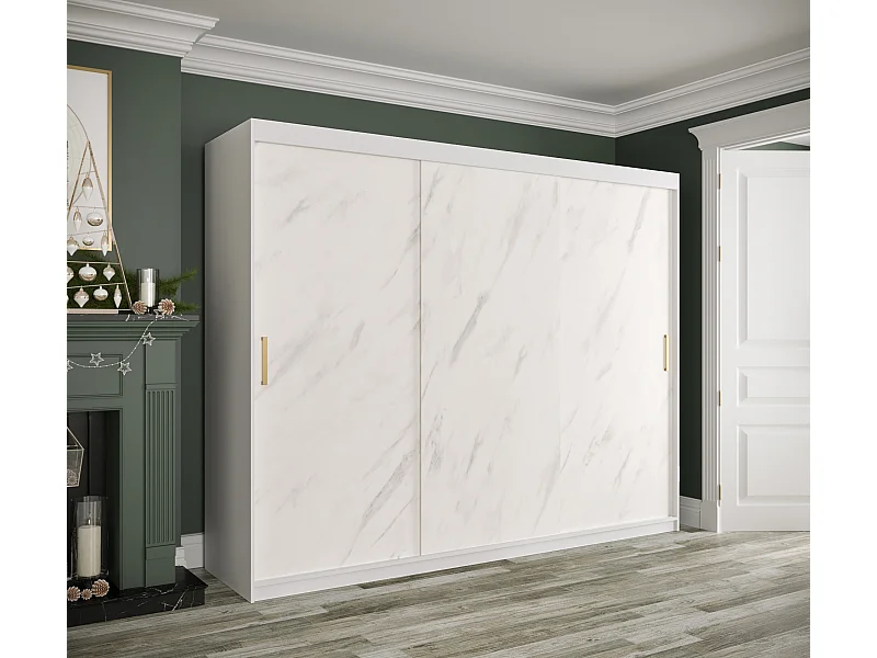 Armoire à portes coulissantes Marmur T 200/250/62 (Blanc)