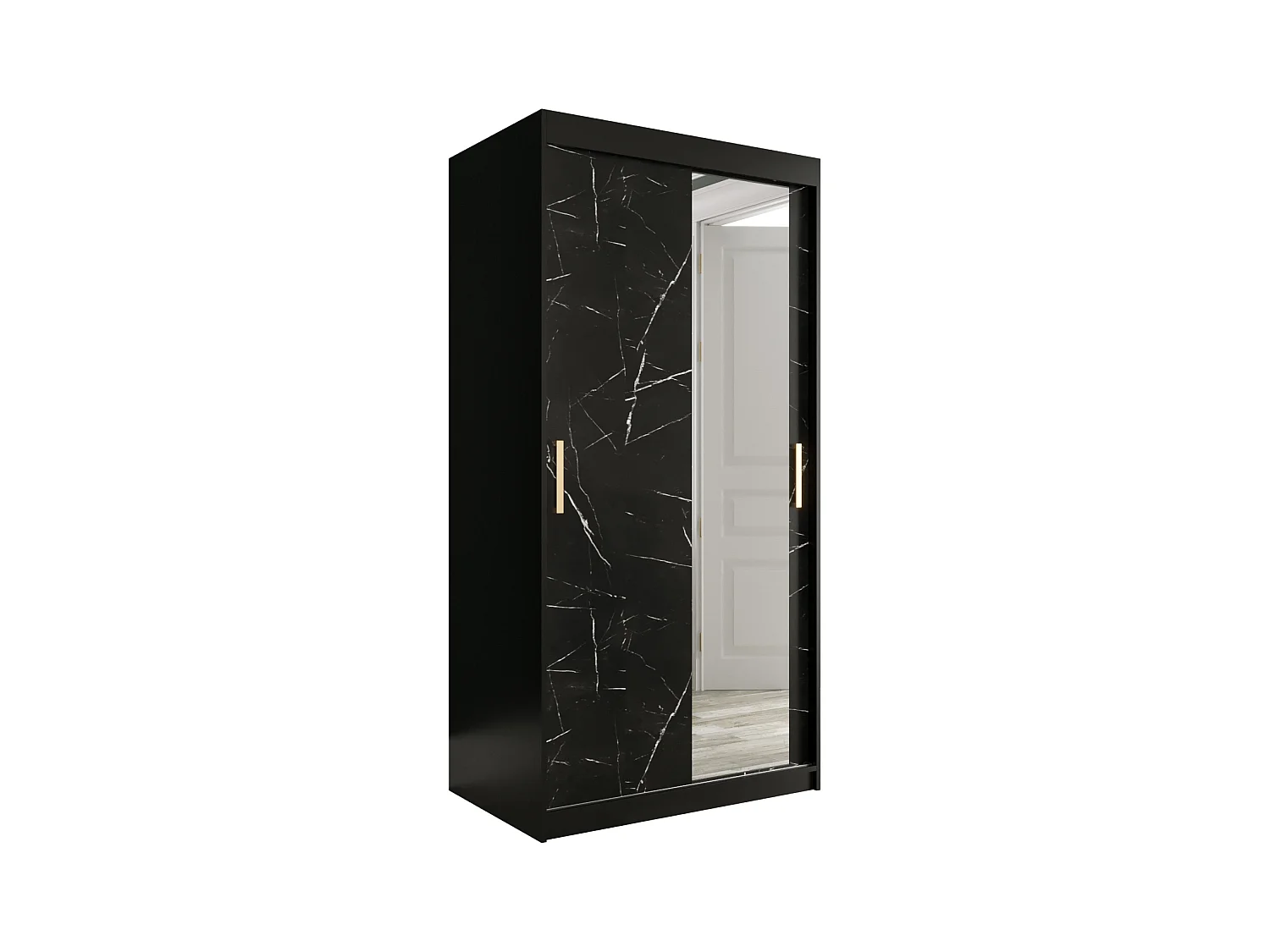 Armoire à portes coulissantes Marmur T2 200/100/62 (Noir)