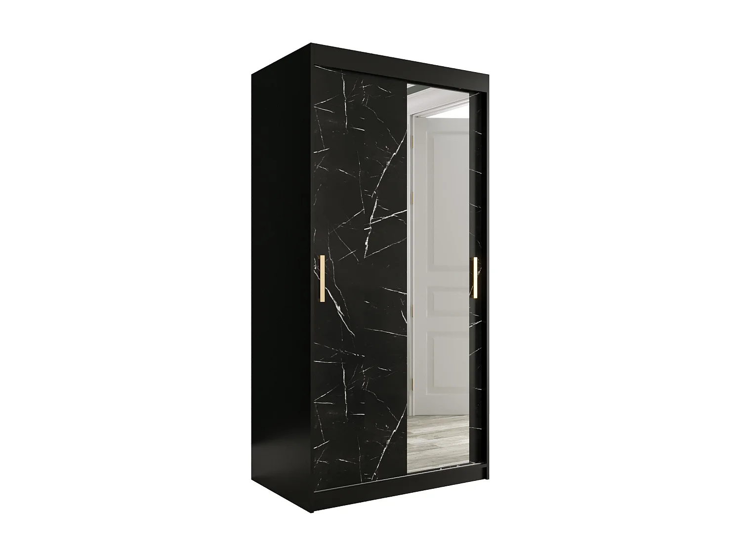 Armoire à portes coulissantes Marmur T2 200/100/62 (Noir)
