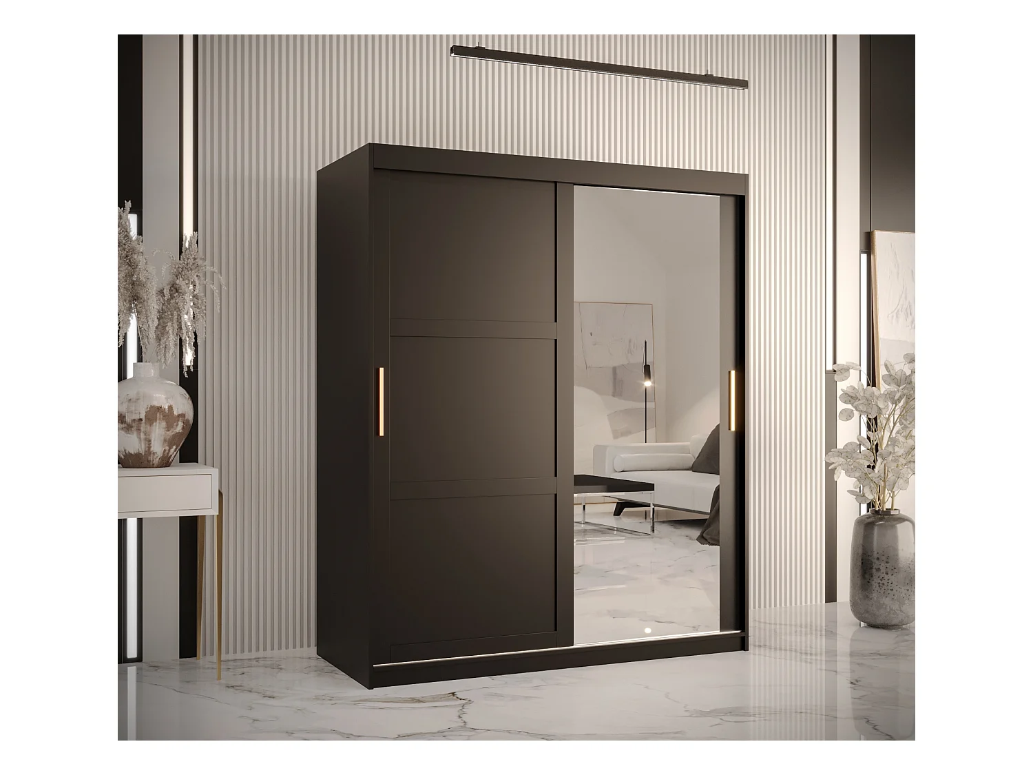 Armoire à portes coulissantes Ramiro 2 200/150/62 (Noir)