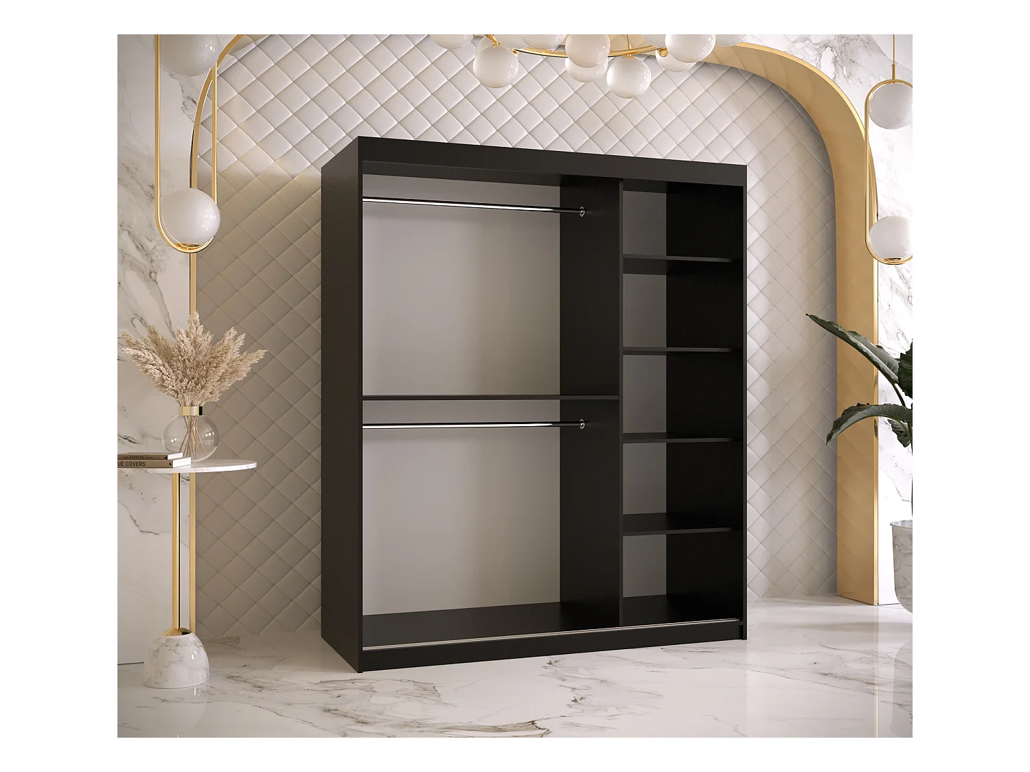 Armoire à portes coulissantes Ramiro 2 200/150/62 (Noir)