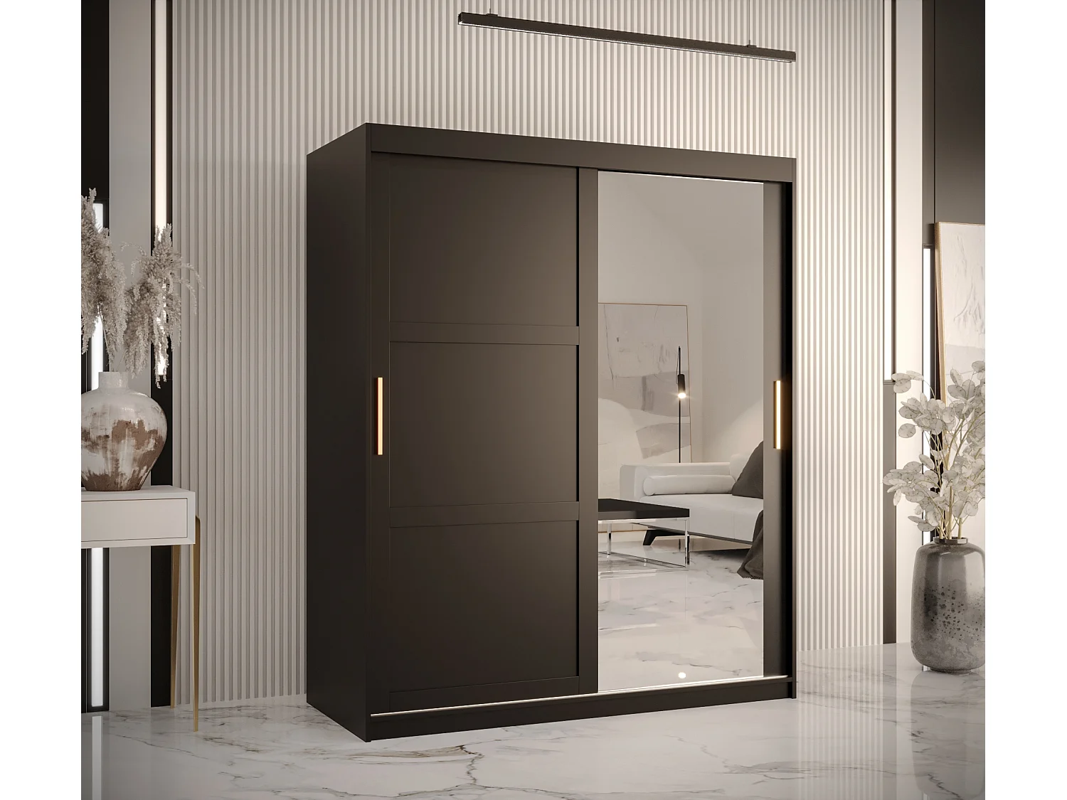 Armoire à portes coulissantes Ramiro 2 200/150/62 (Noir)