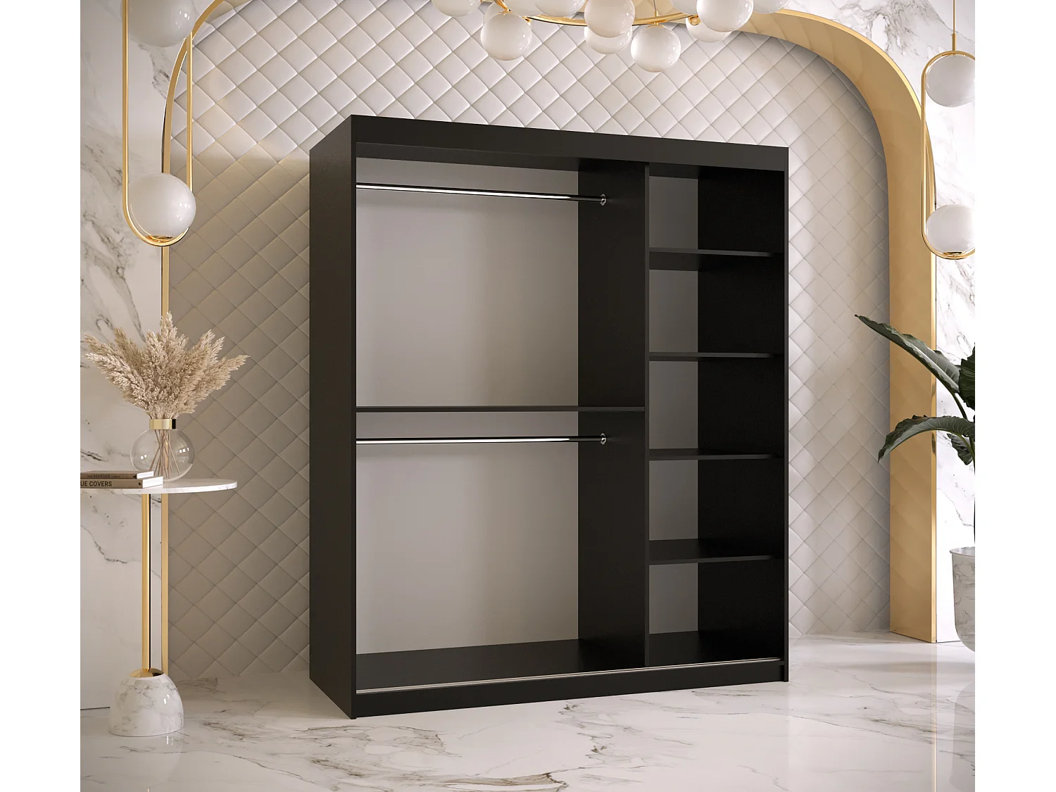 Armoire à portes coulissantes Ramiro 2 200/150/62 (Noir)