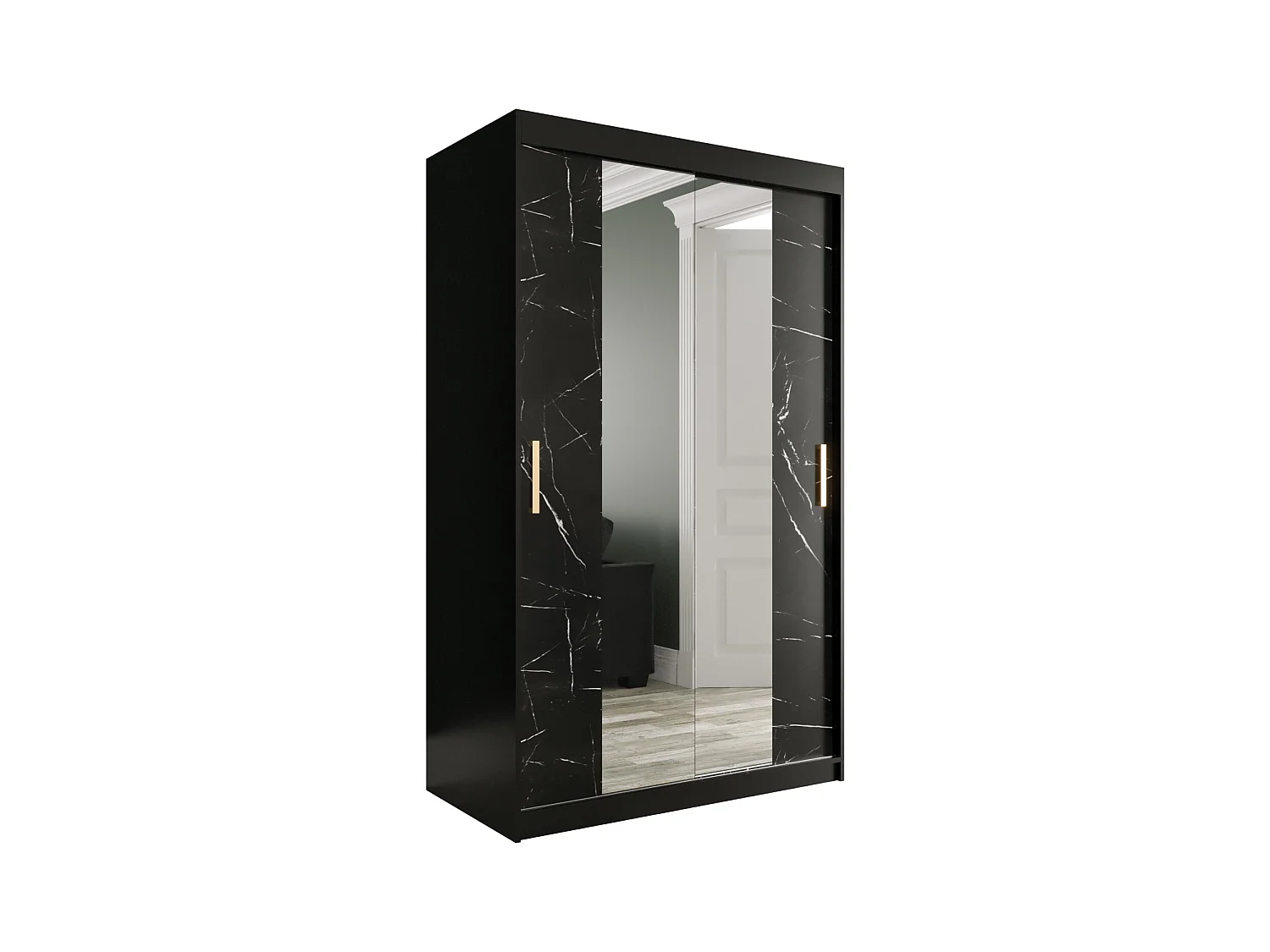 Armoire à portes coulissantes Marmur T1 200/120/62 (Noir)