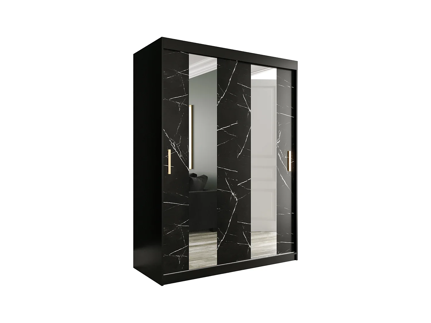 Armoire à portes coulissantes Marmur Pole 200/150/62 (Noir)
