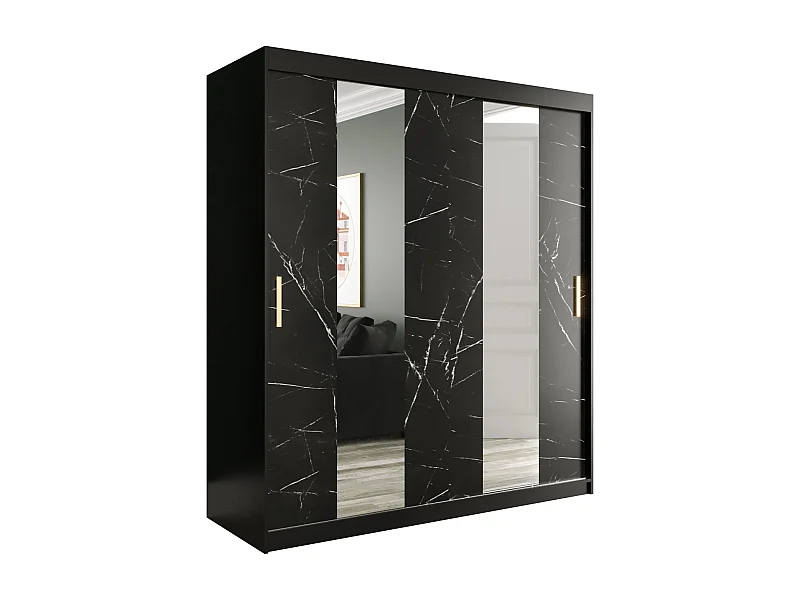 Armoire à portes coulissantes Marmur Pole 200/180/62 (Noir)