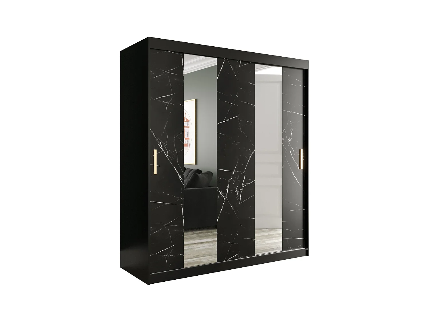 Armoire à portes coulissantes Marmur Pole 200/180/62 (Noir)