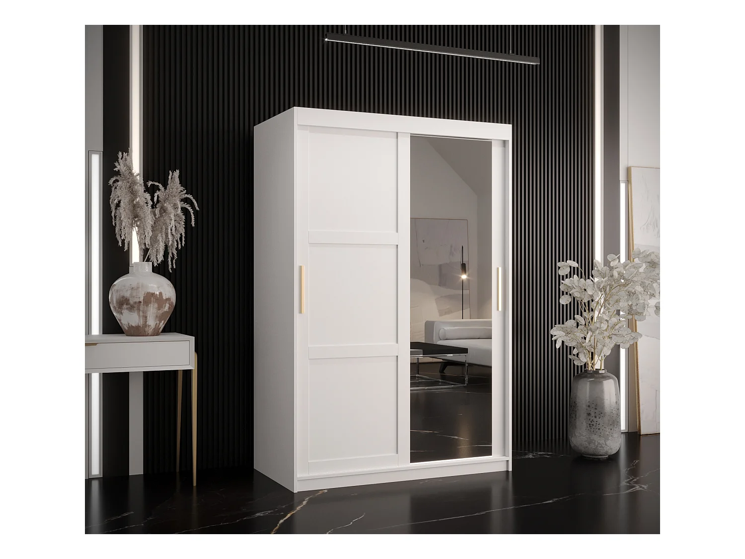 Armoire à portes coulissantes Ramiro 2 200/120/62 (Blanc)