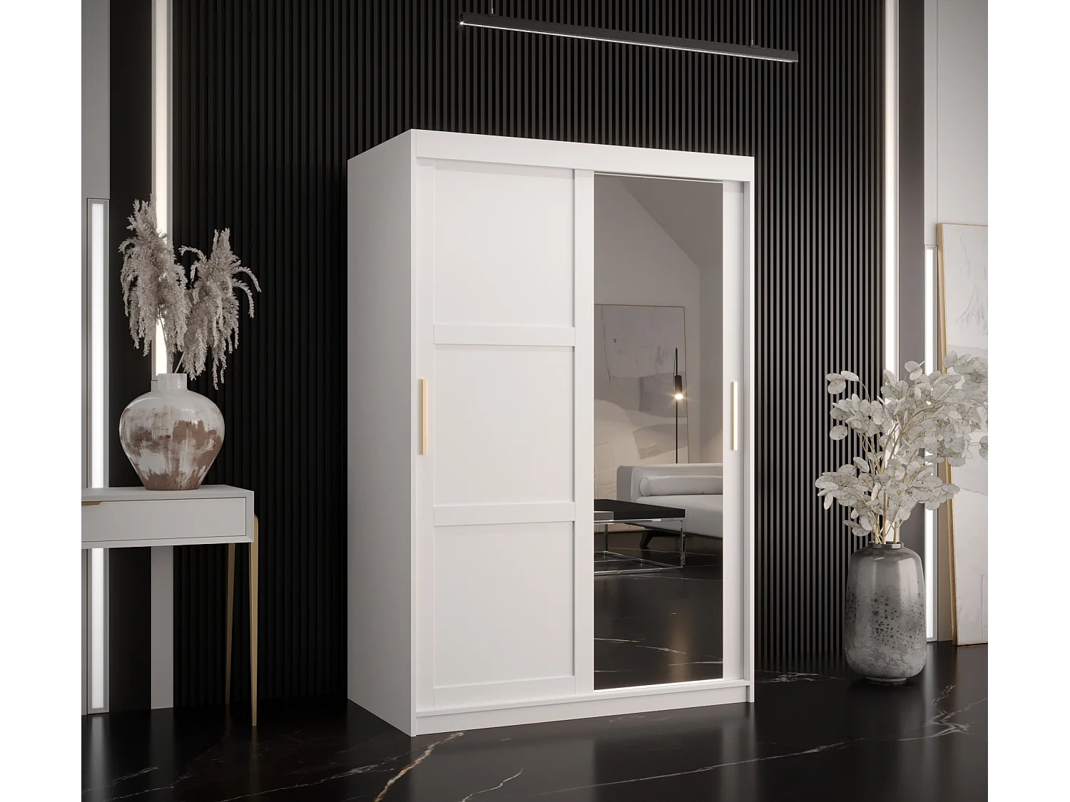 Armoire à portes coulissantes Ramiro 2 200/120/62 (Blanc)
