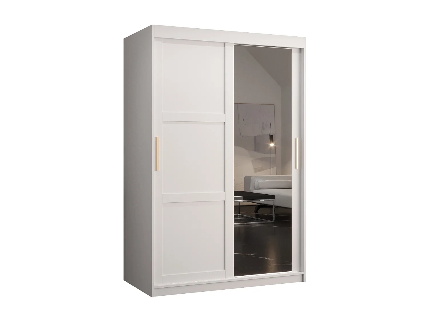 Armoire à portes coulissantes Ramiro 2 200/120/62 (Blanc)