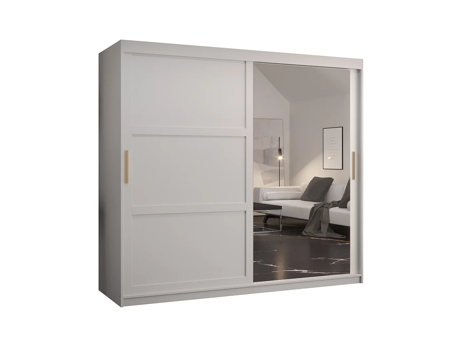 Armoire à portes coulissantes Ramiro 2 200/200/62 (Blanc)