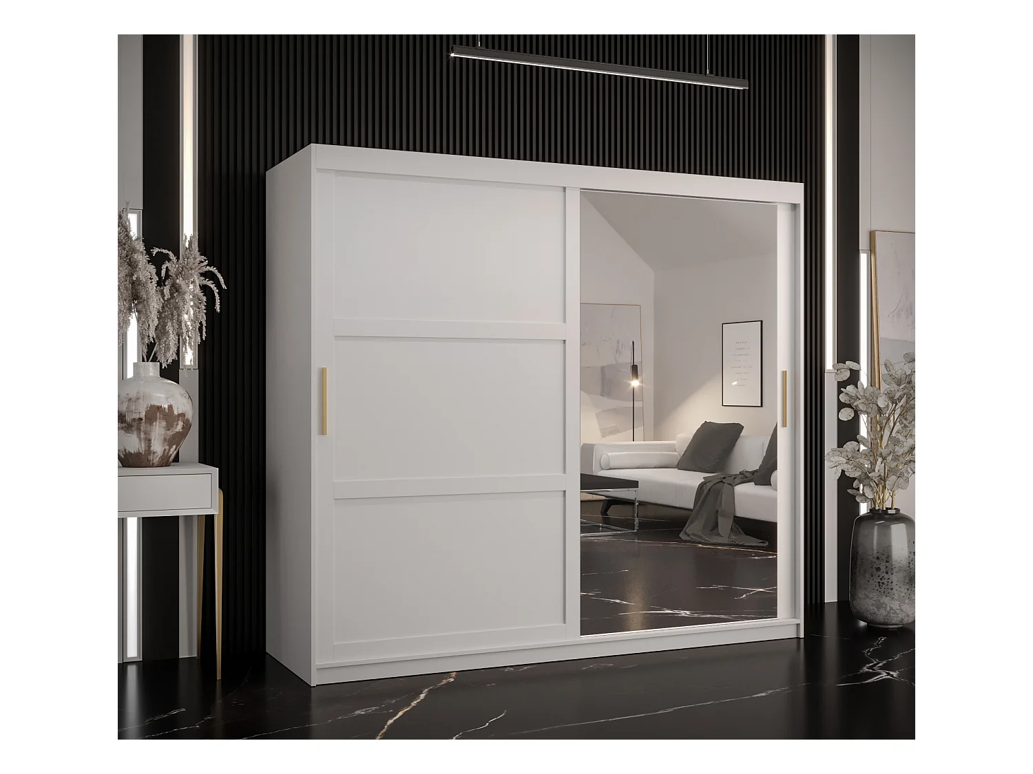 Armoire à portes coulissantes Ramiro 2 200/200/62 (Blanc)