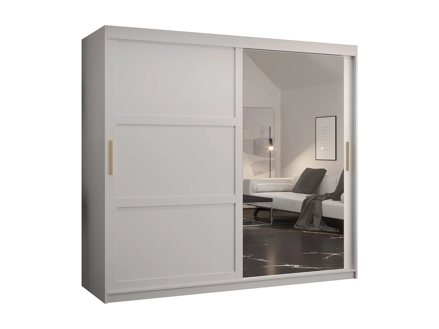 Armoire à portes coulissantes Ramiro 2 200/200/62 (Blanc)